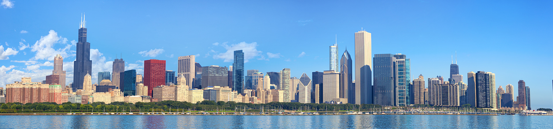 View of the Chicago skyline and Lake Michigan